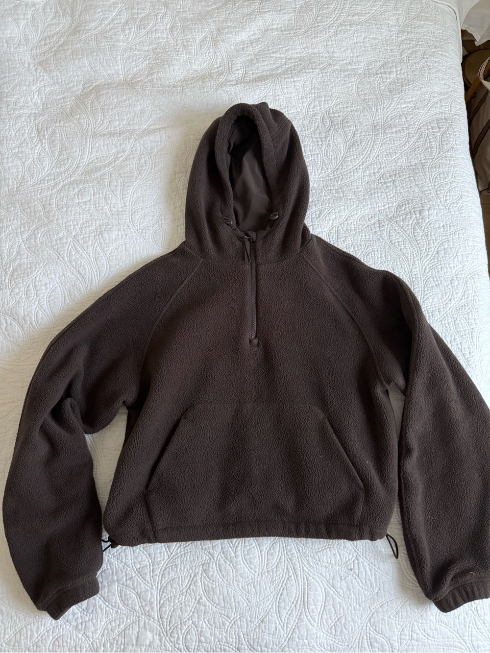Outdoor Voices Brown Hooded Fleece Pullover Sweater